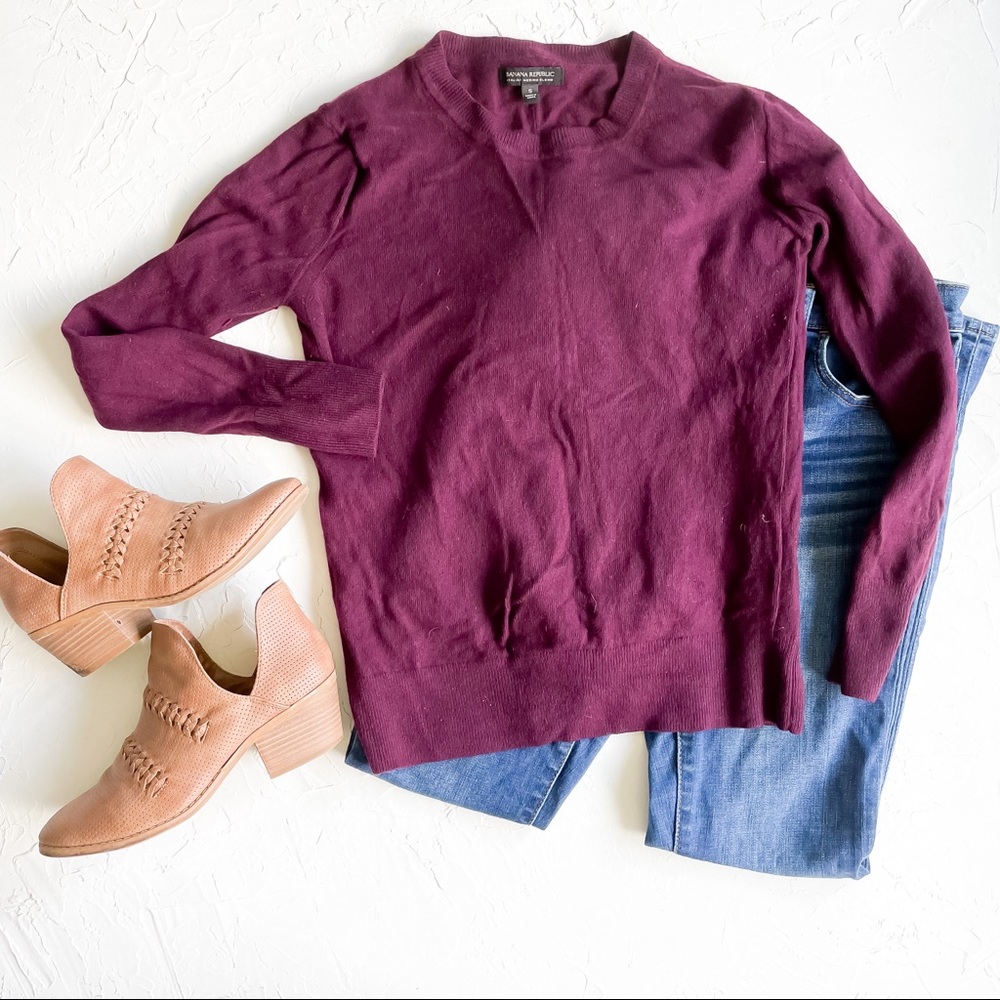 Plum Merino Wool Banana Republic Sweater Crewneck